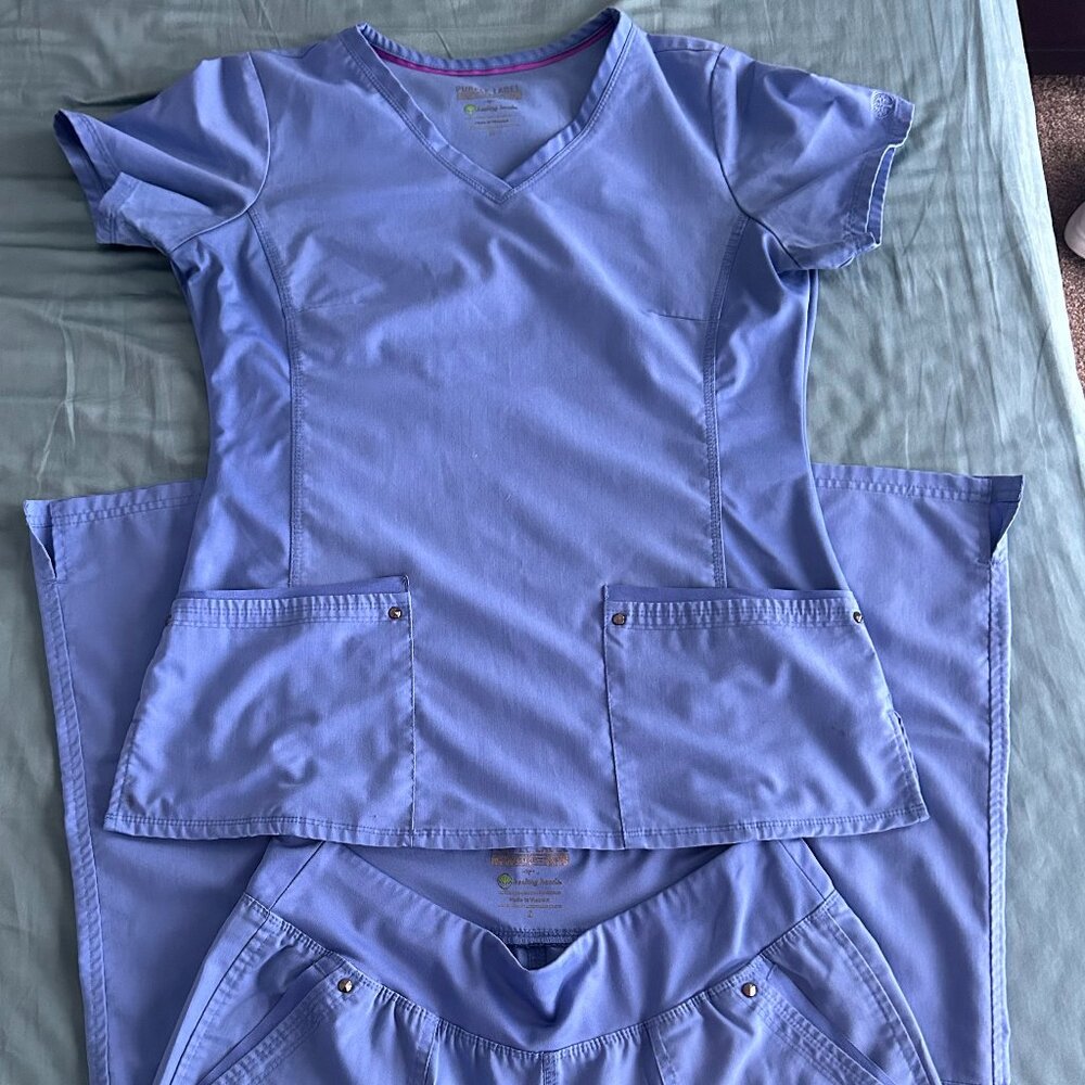 Blue Label By Healing Hands light Blue Scrub Set Women's Size Medium/small
